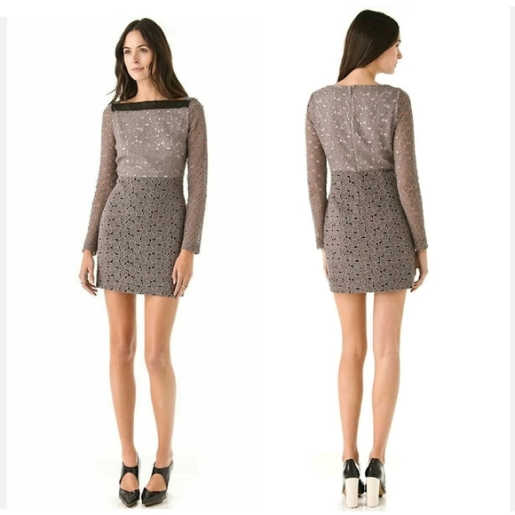 Diane Von Furstenberg Dresses & Skirts - DVF Diane Von Furstenberg Pale Mauve Black Crochet Sarita Mini Dress Size 2
